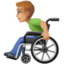 man in manual wheelchair: medium-light skin tone