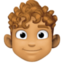 man: medium skin tone, curly hair