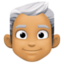 man: medium skin tone, white hair