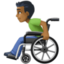 man in manual wheelchair: medium-dark skin tone