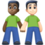 men holding hands: dark skin tone, light skin tone