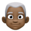 man: dark skin tone, white hair