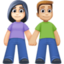 woman and man holding hands: light skin tone, medium-light skin tone