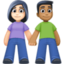 woman and man holding hands: light skin tone, medium-dark skin tone