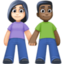 woman and man holding hands: light skin tone, dark skin tone