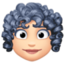 woman: light skin tone, curly hair