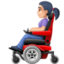 woman in motorized wheelchair: light skin tone