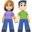 woman and man holding hands: medium-light skin tone, light skin tone