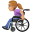 woman in manual wheelchair: medium-light skin tone