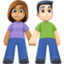 woman and man holding hands: medium skin tone, light skin tone