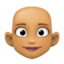 woman: medium skin tone, bald