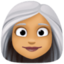 woman: medium skin tone, white hair