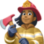 woman firefighter: medium-dark skin tone