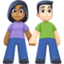 woman and man holding hands: medium-dark skin tone, light skin tone