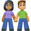 woman and man holding hands: medium-dark skin tone, medium skin tone