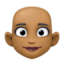 woman: medium-dark skin tone, bald