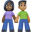 woman and man holding hands: dark skin tone, medium-dark skin tone