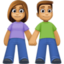 woman and man holding hands: medium skin tone