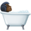 person taking bath: dark skin tone