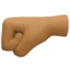 left-facing fist: medium-dark skin tone