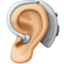 ear with hearing aid: medium-light skin tone