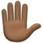 raised hand: dark skin tone