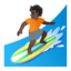 person surfing: dark skin tone