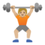 person lifting weights: medium-light skin tone