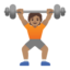 person lifting weights: medium skin tone