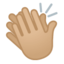 clapping hands: medium-light skin tone