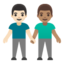 men holding hands: light skin tone, medium skin tone