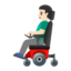 man in motorized wheelchair: light skin tone