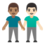 men holding hands: medium skin tone, light skin tone