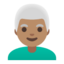 man: medium skin tone, white hair