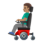 man in motorized wheelchair: medium skin tone