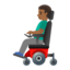 man in motorized wheelchair: medium-dark skin tone