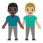 men holding hands: dark skin tone, medium-light skin tone