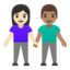 woman and man holding hands: light skin tone, medium skin tone