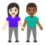 woman and man holding hands: light skin tone, medium-dark skin tone