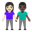 woman and man holding hands: light skin tone, dark skin tone