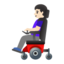 woman in motorized wheelchair: light skin tone