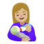 woman feeding baby: medium-light skin tone