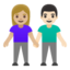 woman and man holding hands: medium-light skin tone, light skin tone