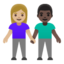 woman and man holding hands: medium-light skin tone, dark skin tone