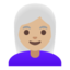 woman: medium-light skin tone, white hair