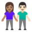 woman and man holding hands: medium skin tone, light skin tone