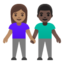 woman and man holding hands: medium skin tone, dark skin tone