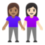 women holding hands: medium skin tone, light skin tone