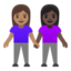 women holding hands: medium skin tone, dark skin tone