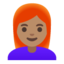 woman: medium skin tone, red hair